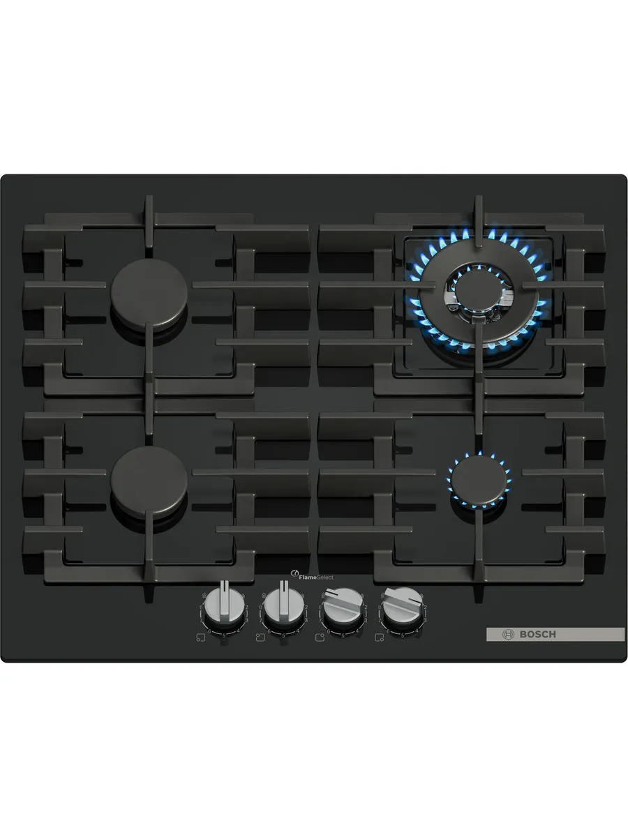 1 Газовая варочная панель Bosch PPH6A6I40O 5.8x59x52 см, WOK, закаленное стекло, независимая, черная — изображение 1