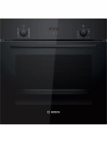 Духовой шкаф электрический Bosch HBF512BB1T Serie 2, духовой шкаф, черный, класс энергоэффективности А, 7 режимов, 3-х слойное остекление, LED-дисплей, утапливаемые переключатели, галогенное освещение, проволочные направляющие, сделано в Турции,