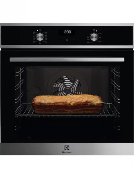 Встраиваемая электрическая духовка ELECTROLUX EOF5F70X с конвекцией, объем 72 л, 8 режимов, очистка каталитическая задняя стенка, 2 стекла в дверце, направляющие проволочные + телескопические (1 уровень)