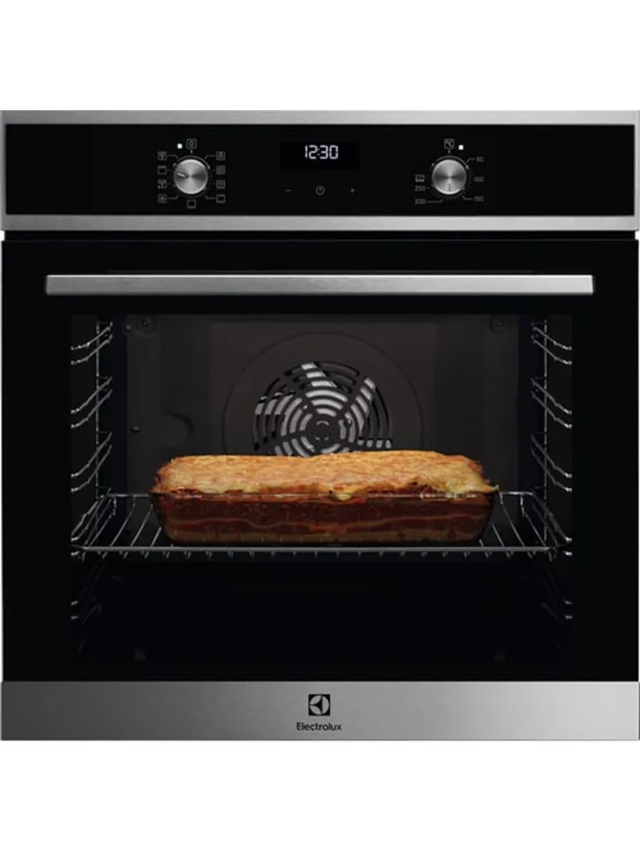 1 Встраиваемая электрическая духовка ELECTROLUX EOF5F70X с конвекцией, объем 72 л, 8 режимов, очистка каталитическая задняя стенка, 2 стекла в дверце, направляющие проволочные + телескопические (1 уровень) — изображение 1