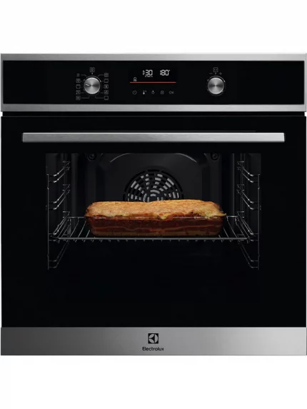 Встраиваемый духовой шкаф Electrolux COF6P76BX, Духовой шкаф электрический с конвекцией, объем 65 л, утапливаемые переключатели, 9 режимов, автопрограммы, очистка пиролитическая, 3 стекла в дверце, направляющие проволочные + телескопические (1 уровень)