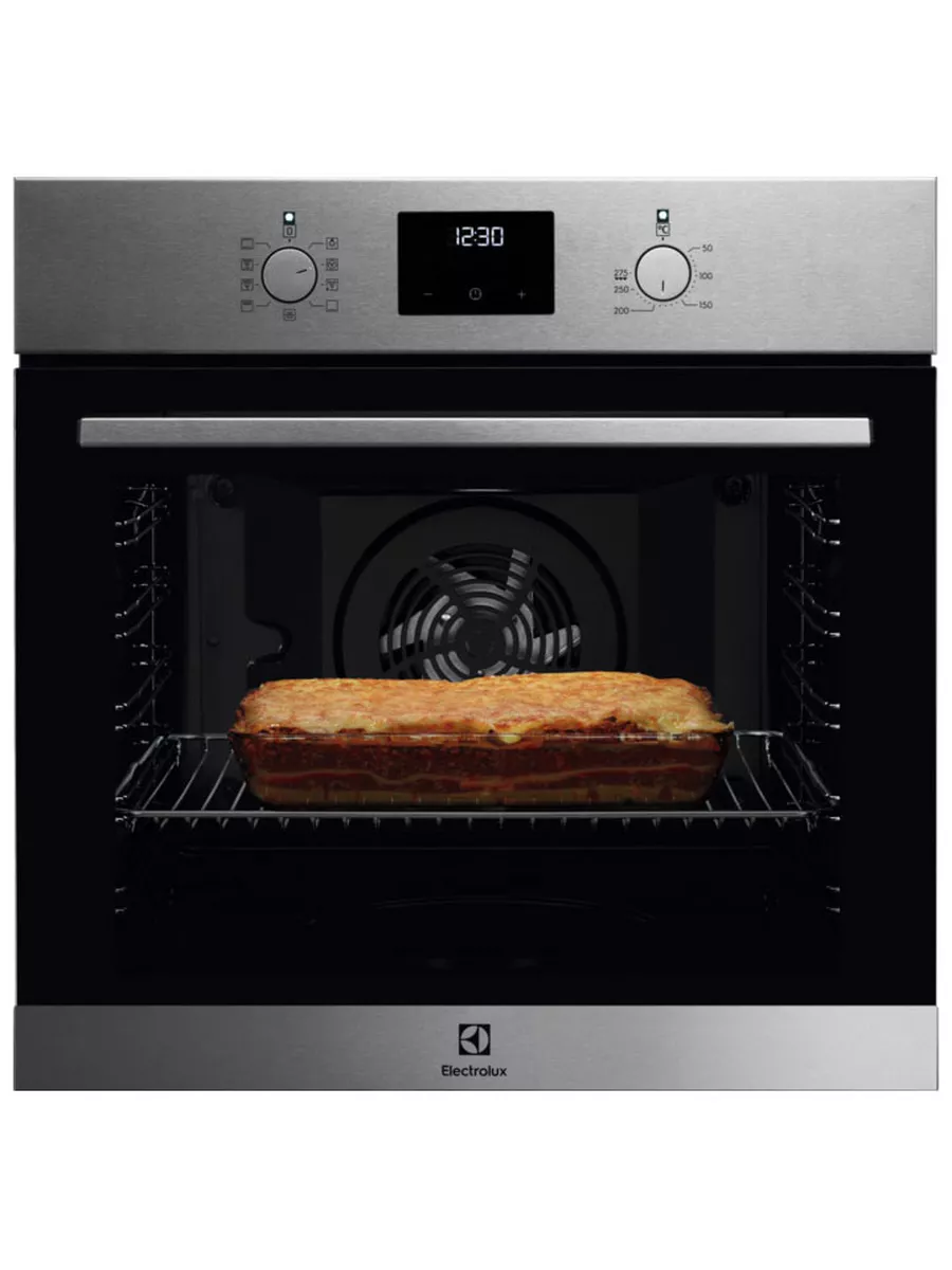 1 Духовой шкаф электрический Electrolux с кольцевым нагревательным элементом SurroundCook, основной цвет - нержавеющая сталь c Anti Finger Print, утапливаемые переключатели, таймер отключения, отложенный старт, будильник, хромированные направляющие из нержавеющей стали, телескопические направляющие FlexiRunners (1 ур) с изменением высоты установки, 2 стекла, каталитическая очистка,Польша, встраиваемый — изображение 1