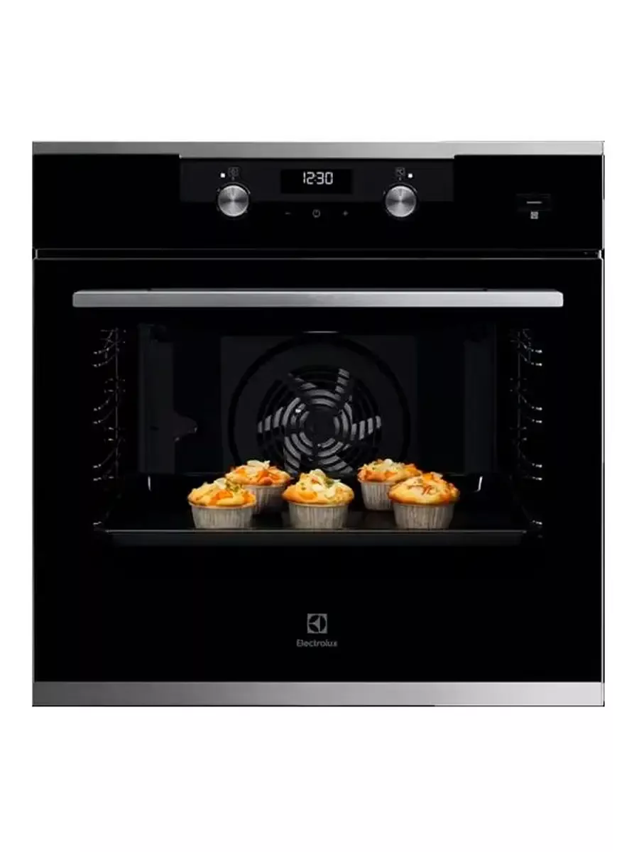 1 Духовой шкаф электрический Electrolux с конвекцией, приготовление на пару, объем 72 л, 10 режимов, автопрограммы, очистка пиролитическая, 3 стекла в дверце, направляющие проволочные + телескопические (1 уровень) — изображение 1