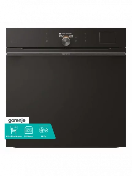 Встраиваемая электрическая духовка Gorenje BFS6148B, объем 77 л, макс. температура 230 градусов, сенсорное/поворотное управление, Wi-Fi, пар (FullSteam), сувид, AirFry, автоматические программы, телескопические направляющие на одном уровне, термощуп, динамическая система охлаждения, многоуровневое приготовление, PerfectGrill, энергоэффективность А+, черный