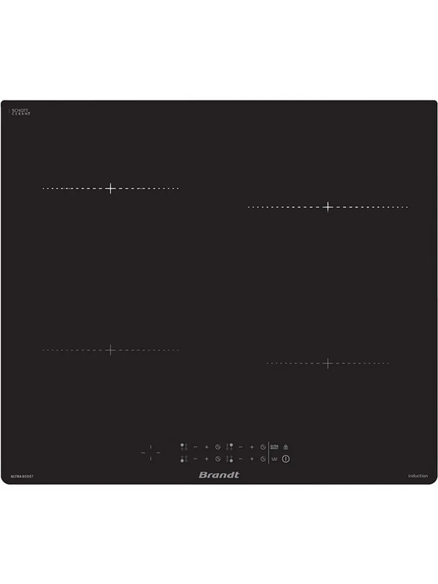1 Индукционная варочная панель Brandt, 4 варочных зоны, 14 уровней мощности, индикация остаточного тепла, таймер, Ultraboost, черный — изображение 1