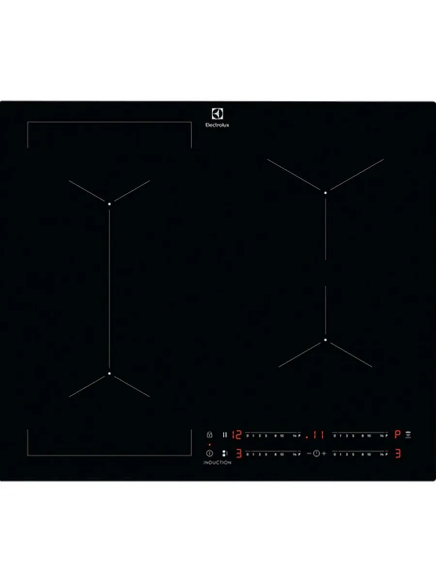 1 Индукционная варочная панель Electrolux на 4 конфорки, cтеклокерамика, мощность: 7200 Вт, независимая установка, слайдерное управление,размеры (ШхГ): 59x52 см — изображение 1
