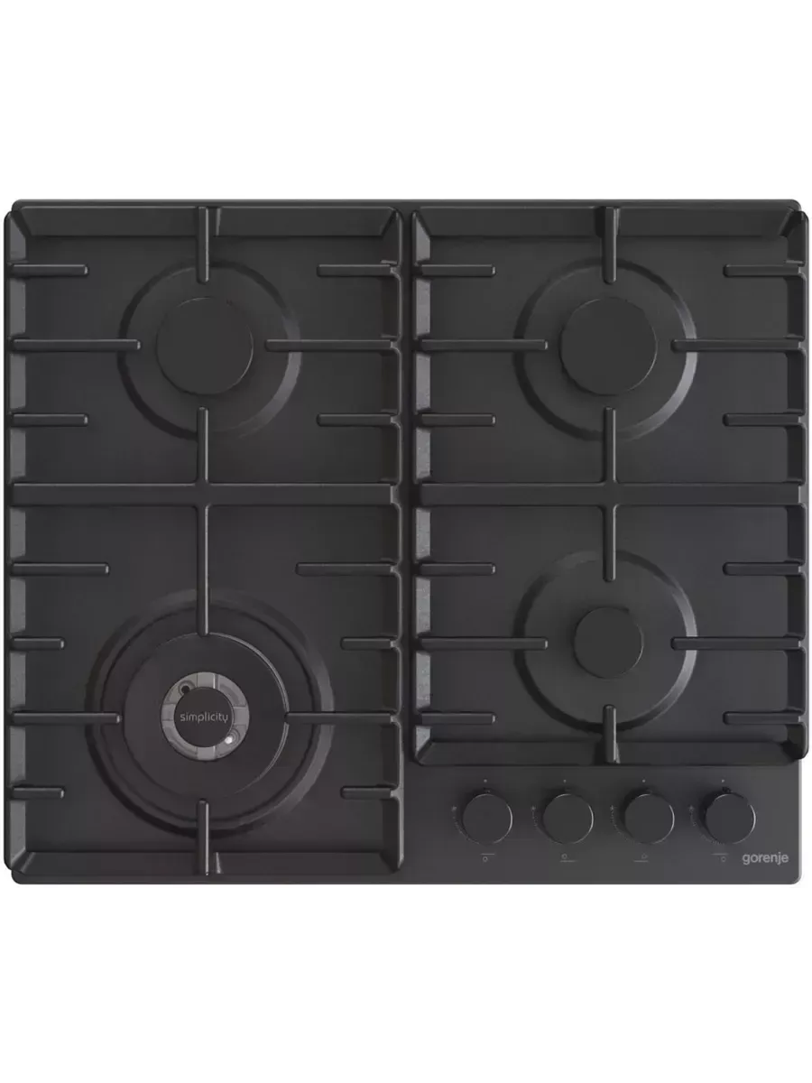 1 Газовая варочная панель Gorenje GW642SYB, 4 конфорки, эмалированная сталь, черный — изображение 1