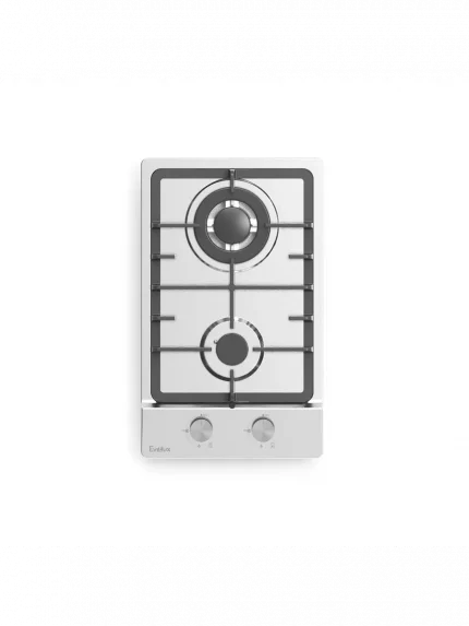 Газовая варочная панель Evelux HEG 330 X Hi-Tech, 30 см, 2 конфорки, WOK-конфорка, чугунные решетки, газ-контроль, электроподжиг, механическое управление, нержавеющая сталь