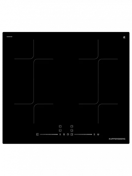 Варочная панель Kuppersberg ICI 625, индукция, High-Tech, 59 см, 9 уровней мощности, блокировка управления, автоматическое отключение, Inverter, таймер, Booster, Flexi-zone, слайдерное управление, черный