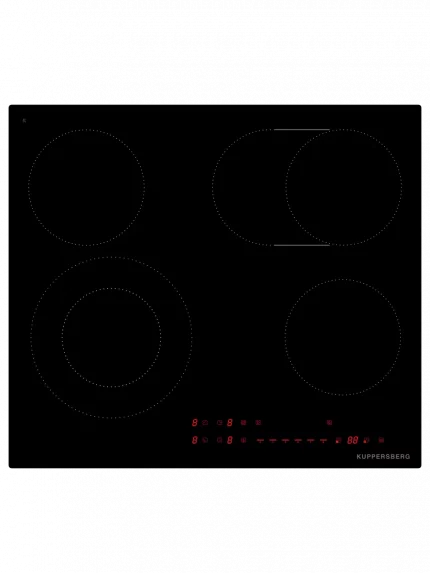 Варочная панель Kuppersberg ECS 624 Варочная панель Kuppersberg, электрическая, High-Tech, 60 см, пауза, таймер, блокировка панели управления, автоматическое отключение, 9 уровней мощности, прямые края, индикация остаточного тепла, сенсорное управление, черный