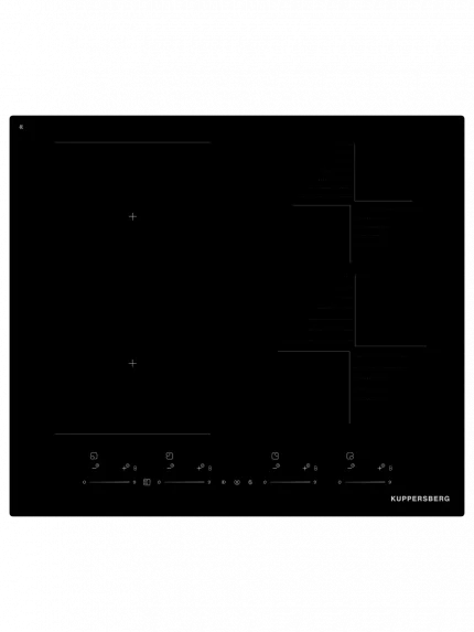 Варочная панель Kuppersberg ICI 616 60 см, индукция, High-Tech, inverter, прямой край, 9 уровней мощности, бустер, Stop and Go, Bridge zone, автоматическое отключение, таймер, индикатор остаточного тепла, сенсорное/слайдерное управление, черный