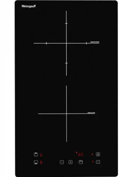 Индукционная варочная панель Домино Weissgauff HI 32, 30 см, индукционная, стеклокерамика, сенсорное управление, индикация степени нагрева, таймер, блокировка от детей, автоотключение, черная