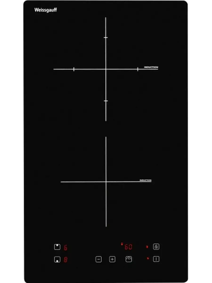 2 Индукционная варочная панель Домино Weissgauff HI 32, 30 см, индукционная, стеклокерамика, сенсорное управление, индикация степени нагрева, таймер, блокировка от детей, автоотключение, черная — изображение 1