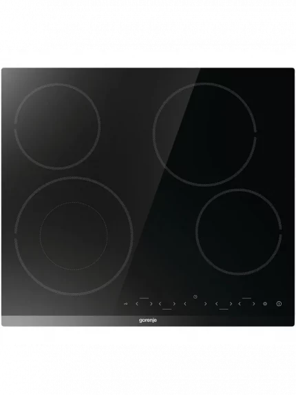 Варочная панель Gorenje ECT642BCSCE, 59 см, Hi-Light, 4 конфорки, таймер, сенсорное управление, шлифованный передний край, PowerBoost, дисплей, блокировка от детей, черный
