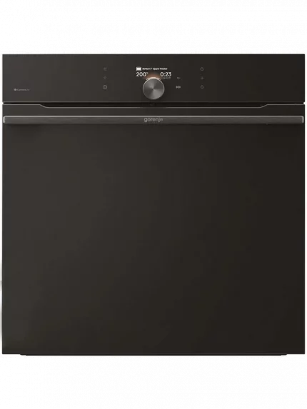 Встраиваемая электрическая духовка Gorenje BP6138B, объем 77 л, макс. температура 320 градусов, сенсорное/поворотное управление, Wi-Fi, пиролитическая очистка, телескопические направляющие на одном уровне, термощуп, AirFry, автоматические программы, динамическая система охлаждения, многоуровневое приготовление, PerfectGrill, энергоэффективность А+, черный