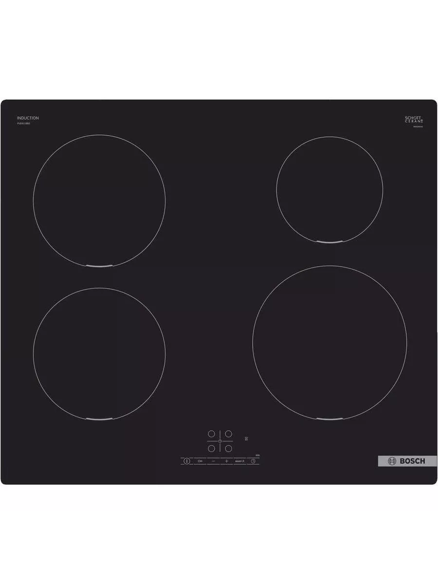 4 Индукционная варочная панель Bosch Serie 4 PUE611BB5E, индукционные, независимая, черный — изображение 1