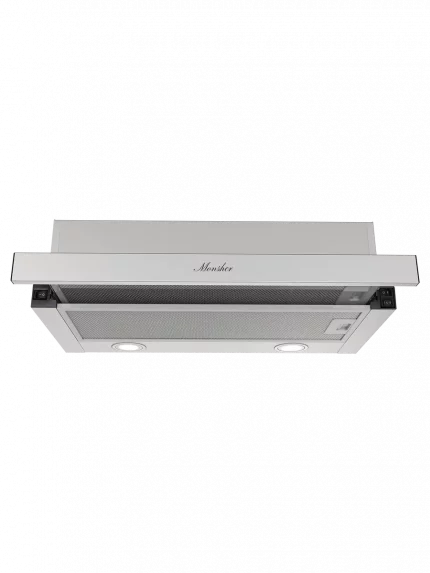 Встраиваемая вытяжка Monsher Loin 60 Acier, телескопическая, 60 см, High-Tech, макс. Производительность 650 м3/ч, 2 скорости, механическое управление, светодиодное освещение, уровень шума 53 дБ,  нержавеющая сталь