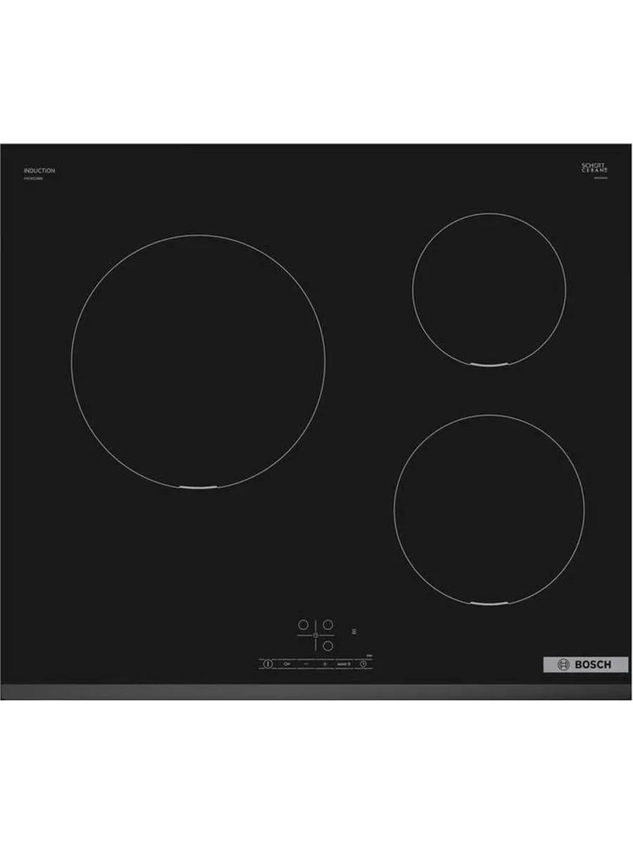 4 Индукционная варочная панель Bosch PUC631BB5E независимая, конфорок - 3 шт, панель - стеклокерамика, 4.6 кВт — изображение 1