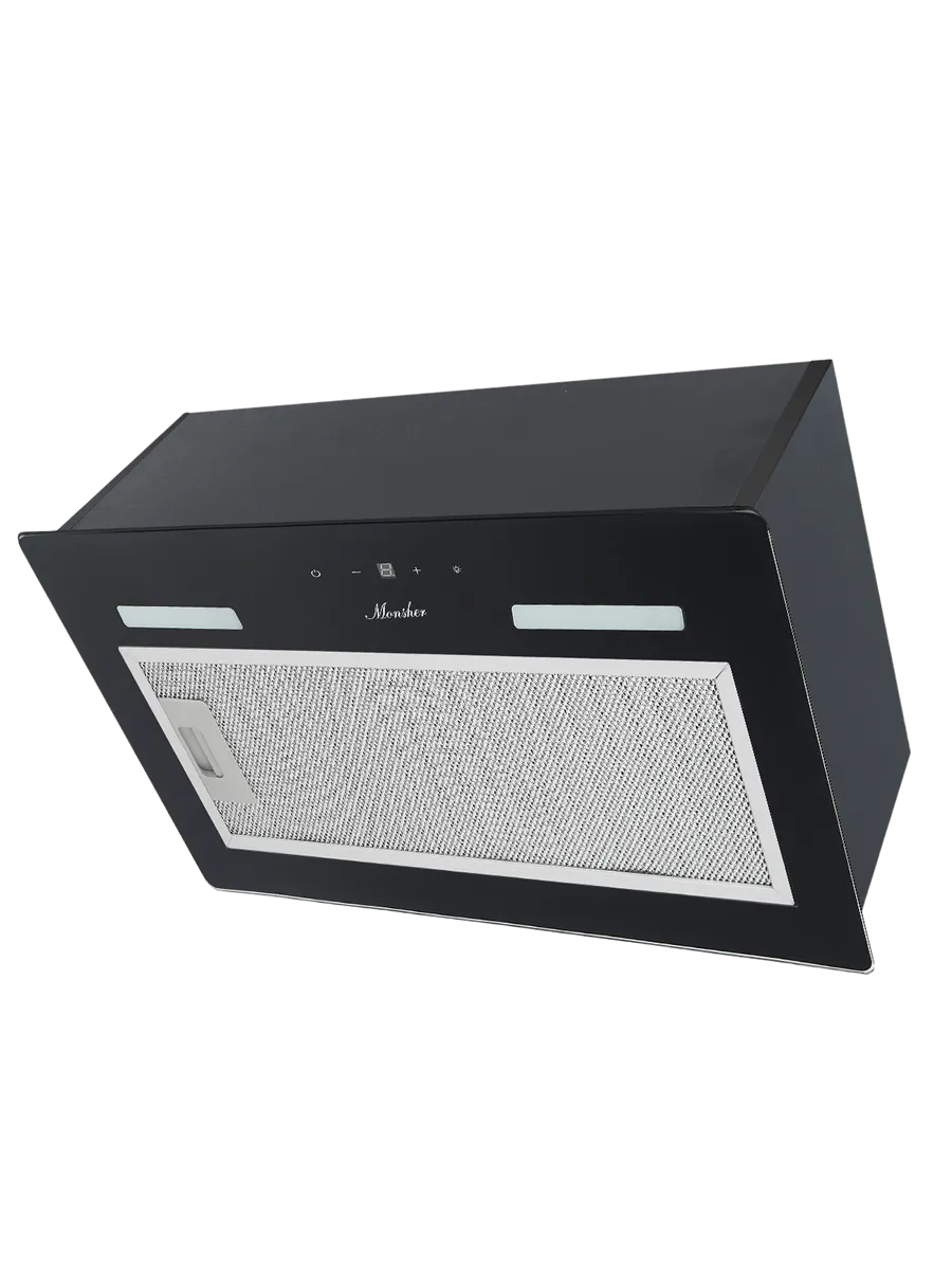 5 Встраиваемая вытяжка Monsher MASSY 60 Noir, 52 см, сенсорное управление, 3 скорости, 650 м3/ч, LED освещение, таймер, черный — изображение 1