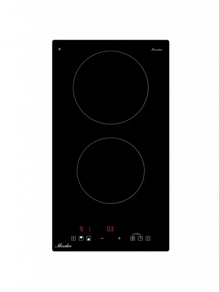 Индукционная варочная панель Monsher MHI 3003, High-Tech, индукция, 30 см, 2 зоны нагрева, inverter, сенсорное управление, 9 уровней мощности, автоматическое отключение, пауза, Booster, таймер, черный