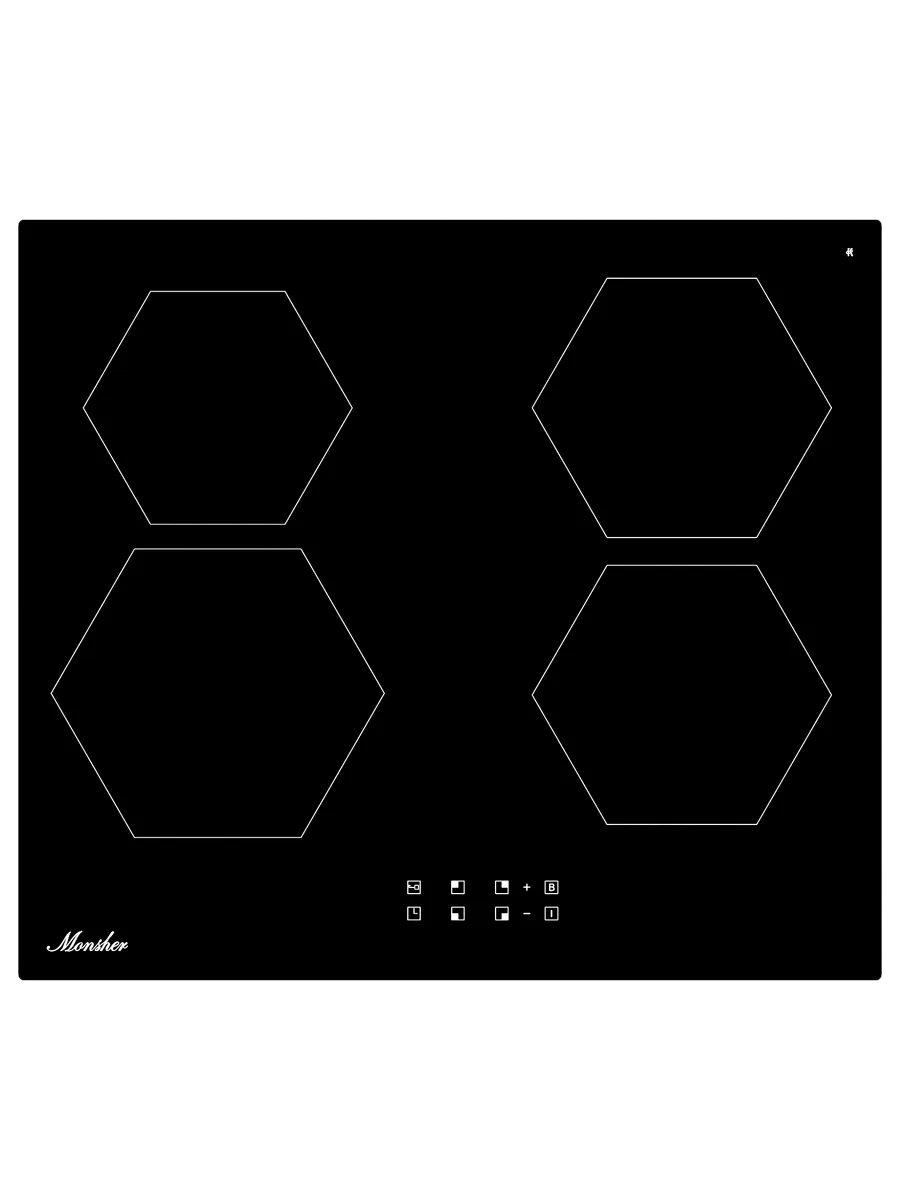 6 Варочная панель Monsher MHI 6101, индукция, High-Tech, 59 см, 9 уровней мощности, блокировка управления, автоматическое отключение, таймер, Booster, сенсорное управление, черный — изображение 1