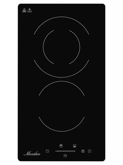 Встраиваемая варочная панель Monsher MHE 3002 30 см, электрическая, две конфорки, черный