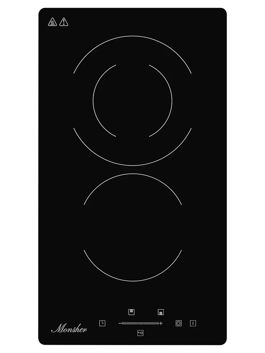 6 Встраиваемая варочная панель Monsher MHE 3002 30 см, электрическая, две конфорки, черный — изображение 1