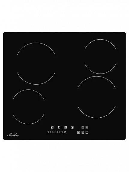 Встраиваемая варочная панель электрическая, 60 см, 4 конфорки, черный Monsher MHE 6002