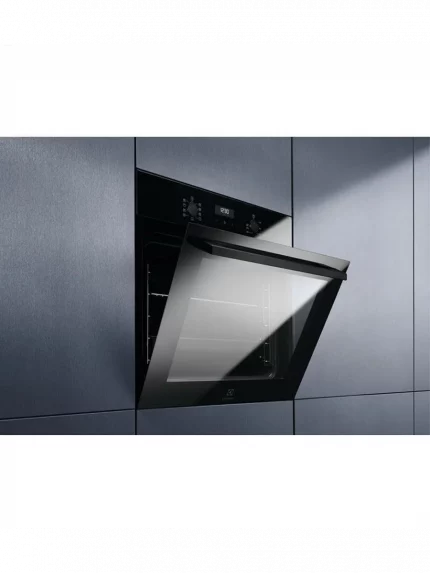 Духовой шкаф с паром Electrolux EOD5C70BZ SteamBake,цвет -черный, утапливаемые переключатели, таймер отключения, отложенный старт, будильник, хромированные направляющие из нержавеющей стали Easy Entry, телескопические направляющие FlexiRunners (1 ур) с изменением высоты установки, 3 стекла, каталитическая очистка
