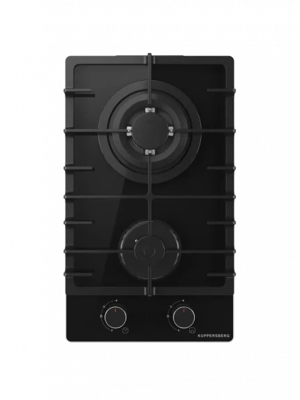 Газовая варочная панель Kuppersberg FG 36 B газ, High-Tech, 30 см, автоматический электроподжиг, газ-контроль, форсунки под сжиженый газ, SABAF конфорки, чугунные решетки, цвет черный, цвет фурнитуры черный