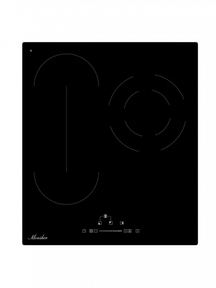 Варочная панель Monsher MHE 45, Hi-Light, 45 см, 9 уровней мощности, Stop and Go, автоматическое отключение, таймер, индикатор остаточного тепла, сенсорное/слайдерное управление, черный