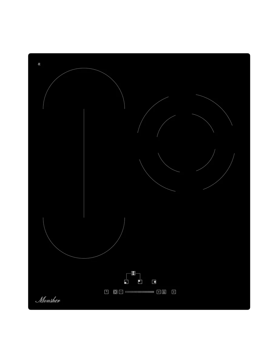 7 Варочная панель Monsher MHE 45, Hi-Light, 45 см, 9 уровней мощности, Stop and Go, автоматическое отключение, таймер, индикатор остаточного тепла, сенсорное/слайдерное управление, черный — изображение 1