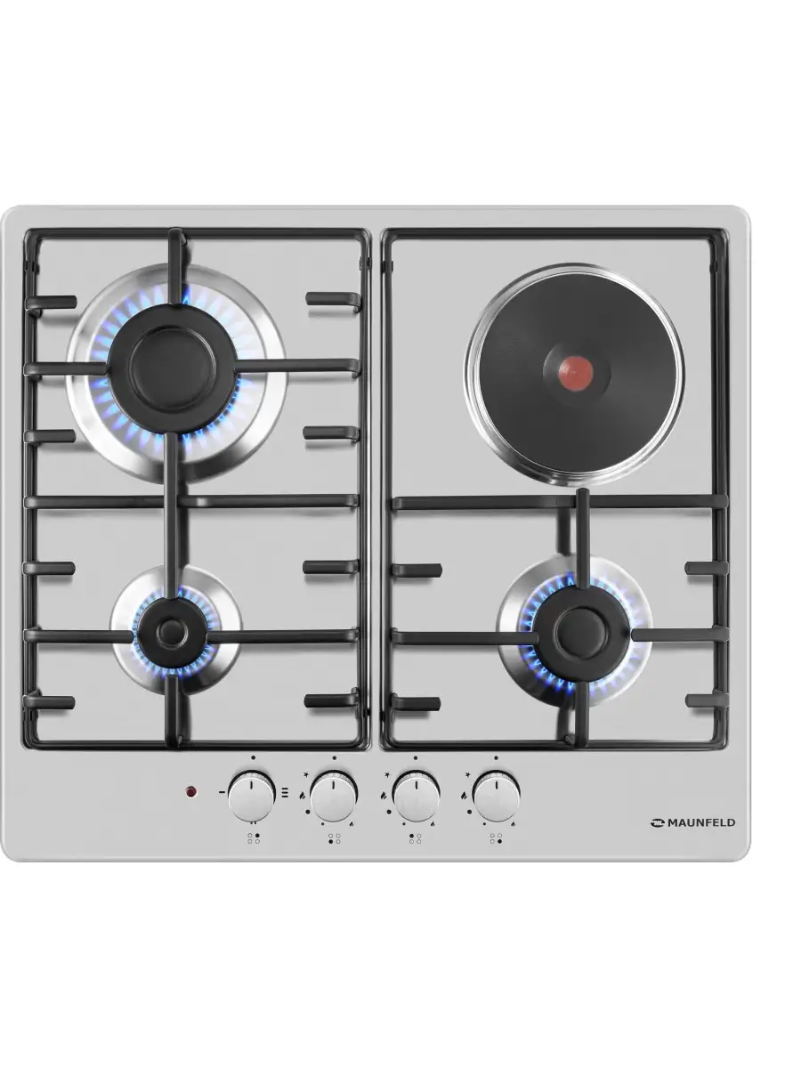 8 Комбинированная варочная панель (электрическая+газовая) Maunfeld EEHS.64.3CS/KG — изображение 1