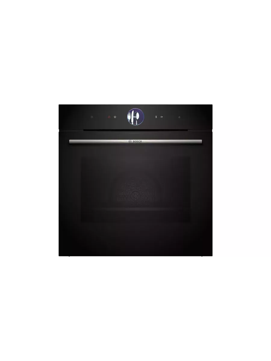 8 Духовой шкаф Bosch HSG7361B1 Home Connect!! Serie 8, черный, 21 режим + комбинированные режимы, функция приготовление на пару 100%, 4-слойное остекление, 3 цветных текстовых TFT-дисплея 2,5" с сенсорным управлением, ControlRing, функции HomeConnect, трехстороннее LED-освещение,самоочистка EcoClean — изображение 1