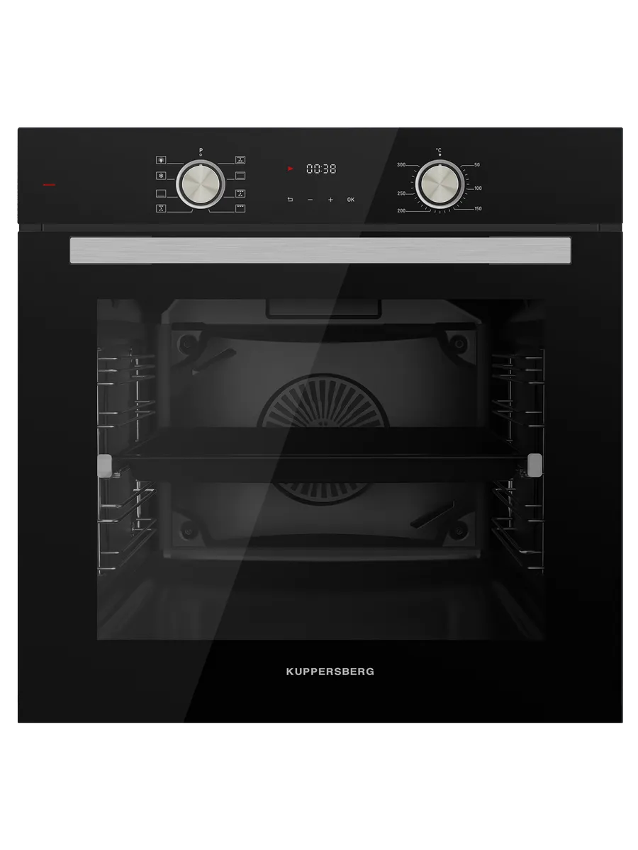 8 Встраиваемый духовой шкаф Kuppersberg HO 608 B электрический, High-Tech, 60 см, объем 80 л, 8 режимов, поворотное управление, макс. Температура 300 градусов, дисплей, таймер, черный — изображение 1