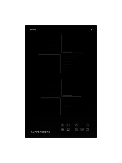 Индукционная варочная панель Kuppersberg ICO 301/домино, ширина 30 см, 2 зоны индукционного нагрева, сенсорное управление, 3 цифровых дисплея, 9 уровней мощности, таймер,автоотключение, защита от перелива, защита от детей, индикаторы остаточного тепла, Stop & Go, черный/прямой край