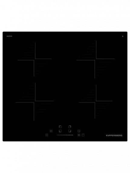 Индукционная варочная панель Kuppersberg ICI 604 60 см, индукция, High-Tech, inverter, прямой край, 9 уровней мощности, бустер, Stop and Go, автоматическое отключение, таймер, индикатор остаточного тепла, сенсорное/слайдерное управление, черный