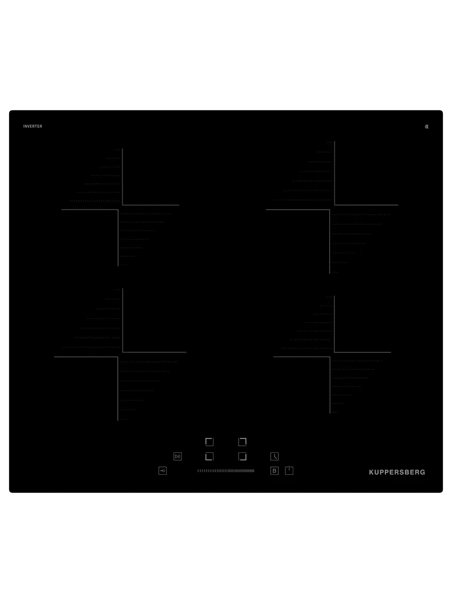 9 Индукционная варочная панель Kuppersberg ICI 604 60 см, индукция, High-Tech, inverter, прямой край, 9 уровней мощности, бустер, Stop and Go, автоматическое отключение, таймер, индикатор остаточного тепла, сенсорное/слайдерное управление, черный — изображение 1