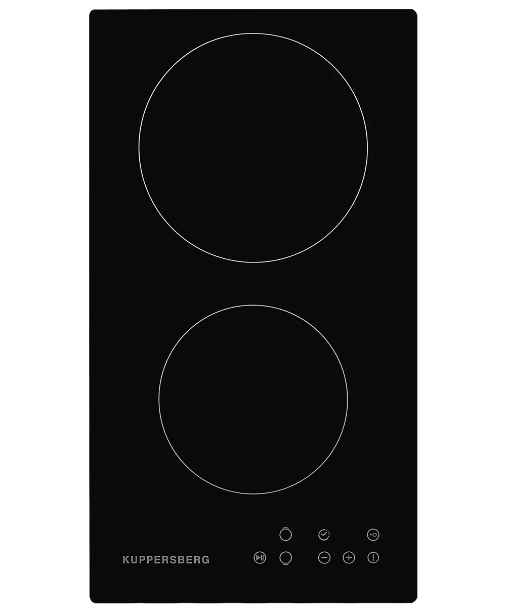 eco_302 Электрическая варочная панель Kuppersberg ECO 301/ширина 30 см, 2 зоны ускоренного нагрева HI-Light, сенсорное управление, 3 цифровых дисплея, 9 уровней мощности, таймер, автоматика закипания, автоотключение, защита от детей, индикаторы остаточного тепла, Stop & Go, черный/прямой край — изображение 1