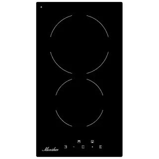 Варочная панель Monsher, High-Tech, Hi-Light, 30 см, 2 конфорки, 9 уровней мощности, сенсорное управление, автоматическое отключение, индикация остаточного тепла, таймер, черный