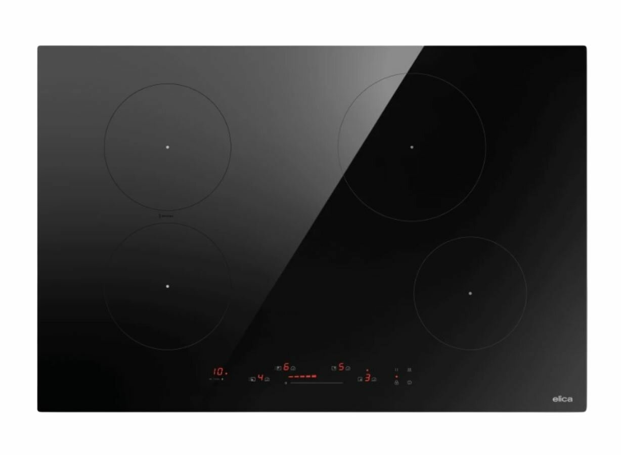orig Индукционная варочная панель Elica, 80 см, слайдерное управление, 4 конфорки, таймер, режим подогрева, пауза, Bridge zone, защита от детей, черный — изображение 1