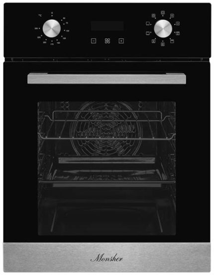 Духовой шкаф электрический Monsher MOE 4592 Acier ширина 45 см, High-Tech, 50 л, гидролизная очистка, 9 режимов, черный/нерж. сталь