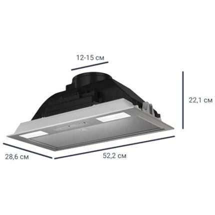 Вытяжка встраиваемая Elikor Breeze 52Н-450-П3Д нержавеющая сталь, 52.2 см, 450 куб. м/ч, 55 дБ